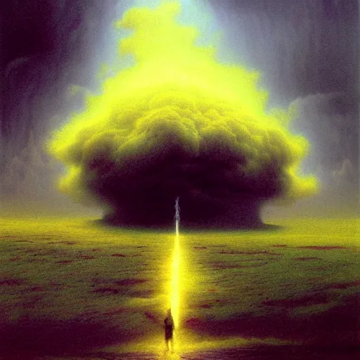 Image similar to killua zoldyck godspeed made by zdzisław beksinski, thunderstorm, 8 k, detailed, cinematic,