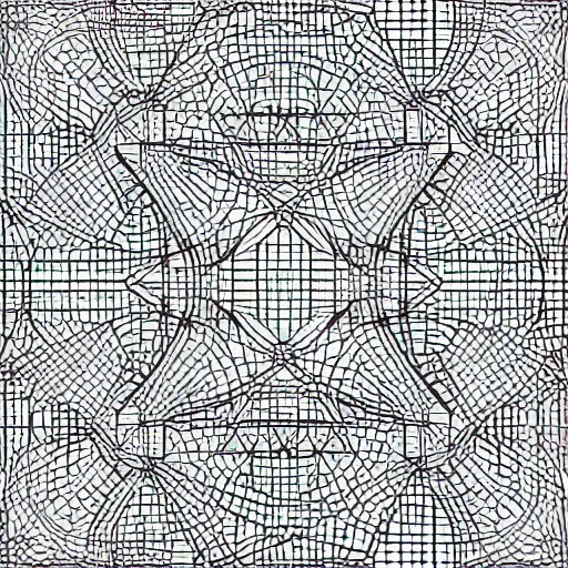 Image similar to perspective grid illustration of various abstract shapes with different materials and patterns floating in space white paper linework hd
