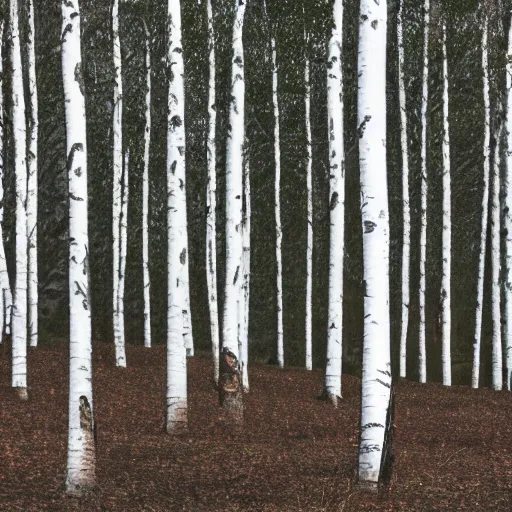 Prompt: a film still of a single birch tree against a white background, full tree, wide shot