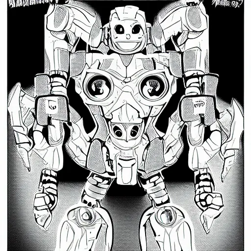 Image similar to demonic humanoid robot in comic style