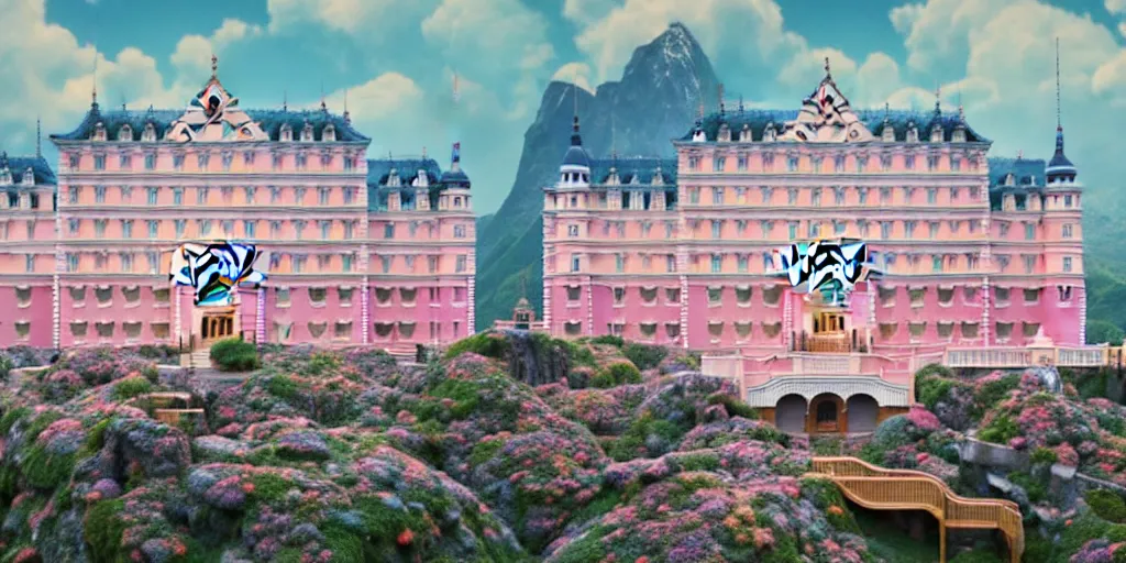 Image similar to grand budapest hotel by studio ghibli cinema still, 8 k