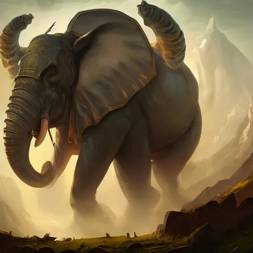 Prompt: an olifant, epic fantasy style, in the style of Greg Rutkowski, hearthstone artwork