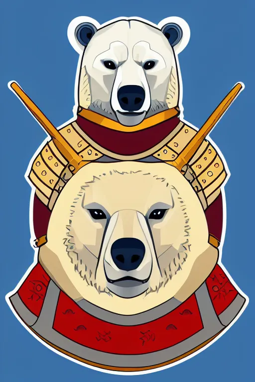 Image similar to Portrait of a polar bear in samurai armor, knight, medieval, sticker, colorful, illustration, highly detailed, simple, smooth and clean vector curves, no jagged lines, vector art, smooth