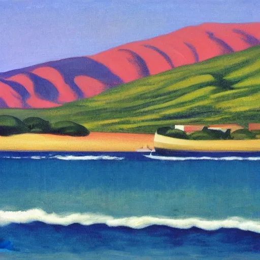 Prompt: painting of Lahaina Maui, by Edward Hopper