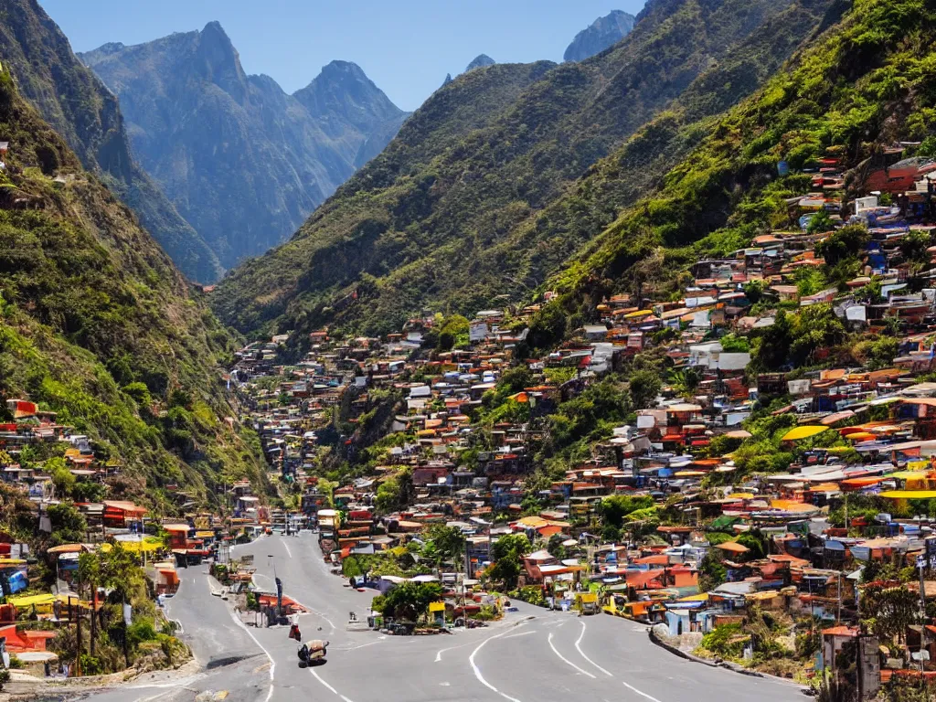 Image similar to south american city street in a valley with mountains