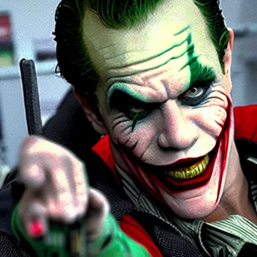 Image similar to matt damon as the joker from batman