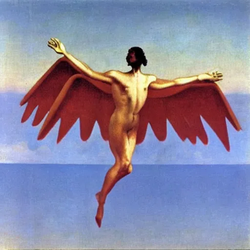 Image similar to the cardinality of the continuum, the cobordism of icarus painted by Dali and Magritte