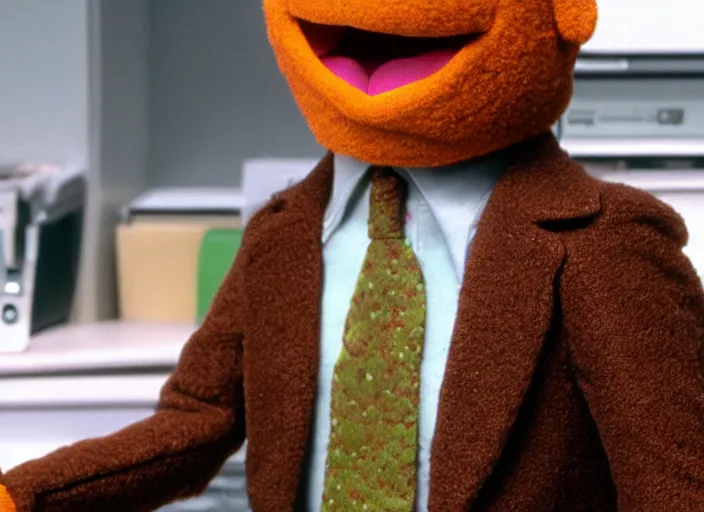 Image similar to film still of Dwight Schrute as a muppet from The Office, 4k