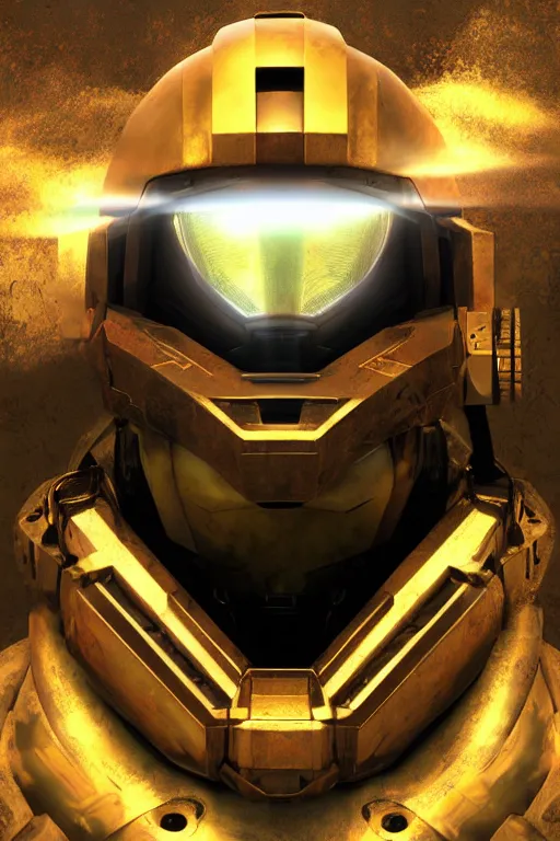 Image similar to robot ninja mask helmet halo master chief radiating a glowing aura global illumination ray tracing hdr fanart arstation by ian pesty and katarzyna da „ bek - chmiel