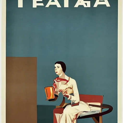Prompt: modernist poster from an eastern country advertising elegant tea drinking during summer, polaroid photo, concept art