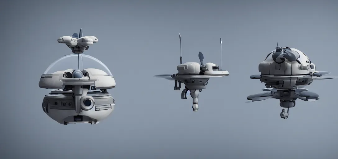 Image similar to futuristic small spherical aerial recon battle drone, hard surface, symmetrical, highly detailed, 8 k, rendered in octane