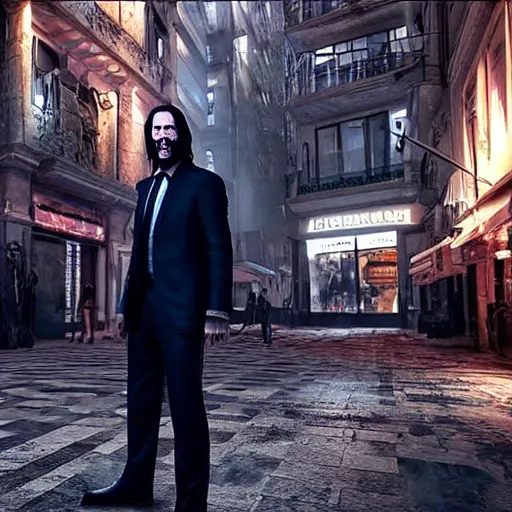 Image similar to john wick in istanbul, ultra realistic, hdr lighting