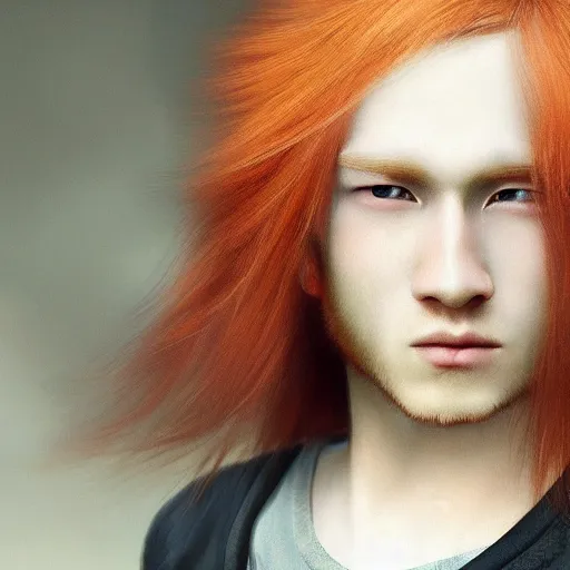 Prompt: a 2 0 year old man with ginger hair. ruan jia.