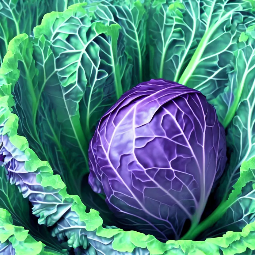 Image similar to high quality 3 d render very cute cabbage! highly detailed, unreal engine cinematic smooth, pixar, hannah yata charlie immer, moody light, purple background, low angle, uhd 8 k, sharp focus