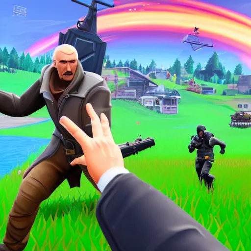 Prompt: vladimir putin as fortnite character, gameplay screenshot