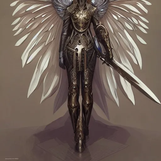 Image similar to knight with a Platinum Armor, full body,Wings on the head，portrait, intricate, elegant, highly detailed, digital painting, artstation, concept art, smooth, sharp focus, illustration, art by artgerm and greg rutkowski and alphonse mucha