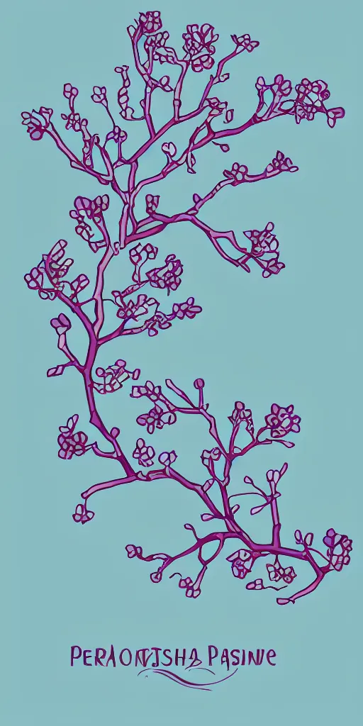 Prompt: shirt design, vector style, portrait of a branch with prune flowers, in the mountains, fresh modern look, made with photoshop