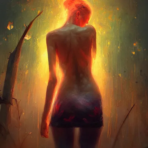 Image similar to skill magic deepdream guard girl from the back radiating a glowing aura by ismail inceoglu dragan bibin hans thoma, perfect face, fine details, realistic shaded, fine - face, pretty face