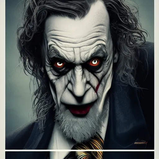 Image similar to Professor Dumbledore is the Joker, hyperdetailed, artstation, cgsociety, 8k