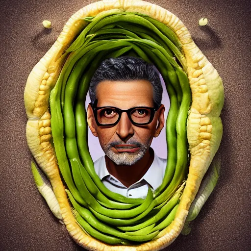 Prompt: hyperrealistic dslr film still of jeff goldblum disguised as legumes, stunning 8 k octane comprehensive 3 d render, inspired by istvan sandorfi & greg rutkowski & unreal engine, perfect symmetry, dim volumetric cinematic lighting, extremely hyper - detailed, incredibly real lifelike attributes & flesh texture, intricate, masterpiece, artstation, stunning