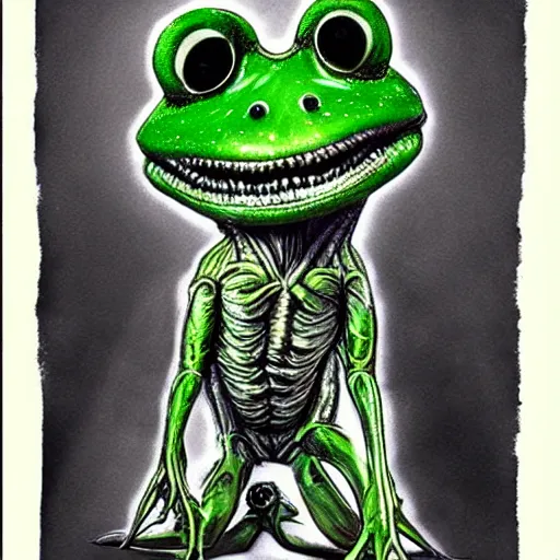 Prompt: a xenomorph frog