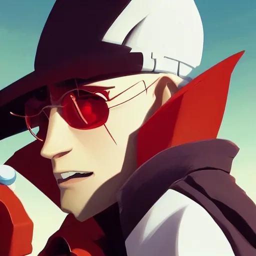 Image similar to face icon stylized minimalist trigun, loftis, cory behance hd by jesper ejsing, by rhads, makoto shinkai and lois van baarle, ilya kuvshinov, rossdraws global illumination