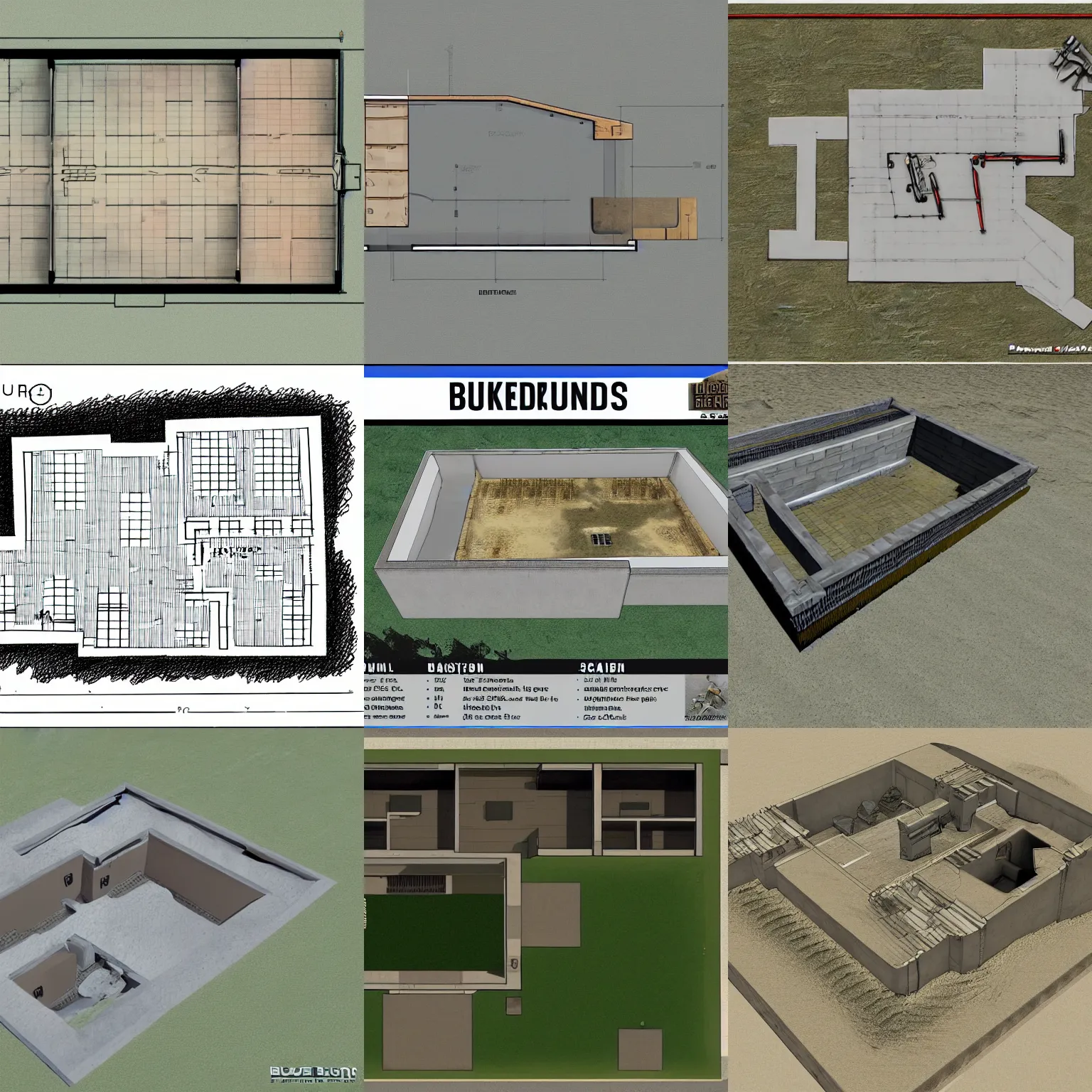 Prompt: bunker blueprints