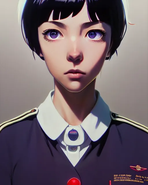 Prompt: girl wearing uniform | | audrey plaza, fine detail!! anime!! realistic shaded lighting!! poster by ilya kuvshinov katsuhiro otomo ghost - in - the - shell, magali villeneuve, artgerm, jeremy lipkin and michael garmash and rob rey