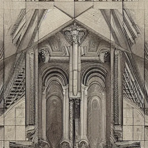 Image similar to full portrait and / or landscape painting for a wall. aether / ether / odin rays & fibonacci sequence on tartarian / roman architecture. fibonacci spacing high definition, axonometric drawings, liminal ( diffusion, spaces, and environments ). latent space environment chirality expression. think like a baby.