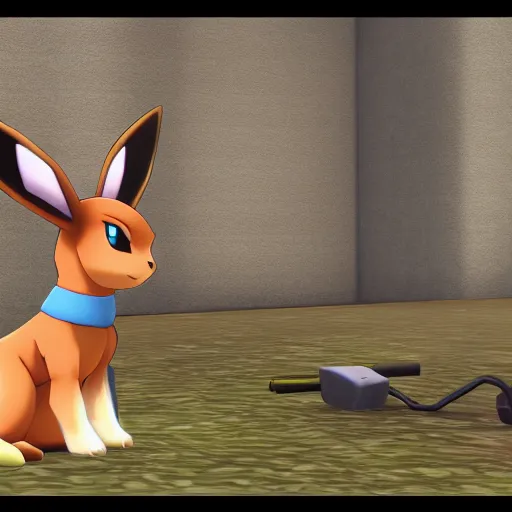 Image similar to eevee from pokemon in the game team fortress 2