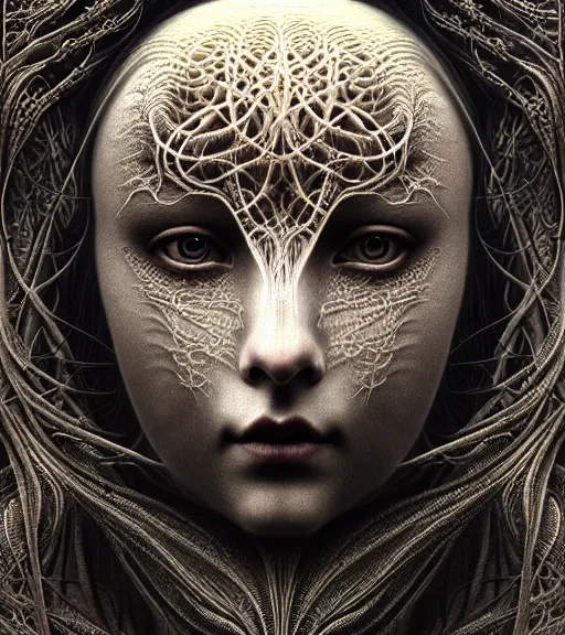 Prompt: detailed realistic beautiful fog goddess face portrait by jean delville, gustave dore, iris van herpen and marco mazzoni, art forms of nature by ernst haeckel, art nouveau, symbolist, visionary, gothic, neo - gothic, pre - raphaelite, fractal lace, intricate alien botanicals, ai biodiversity, surreality, hyperdetailed ultrasharp octane render