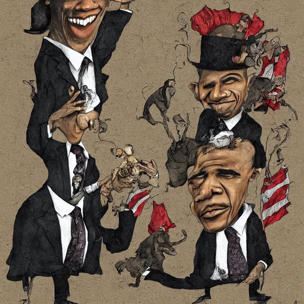 Image similar to a caricature of obama by alexander jansson