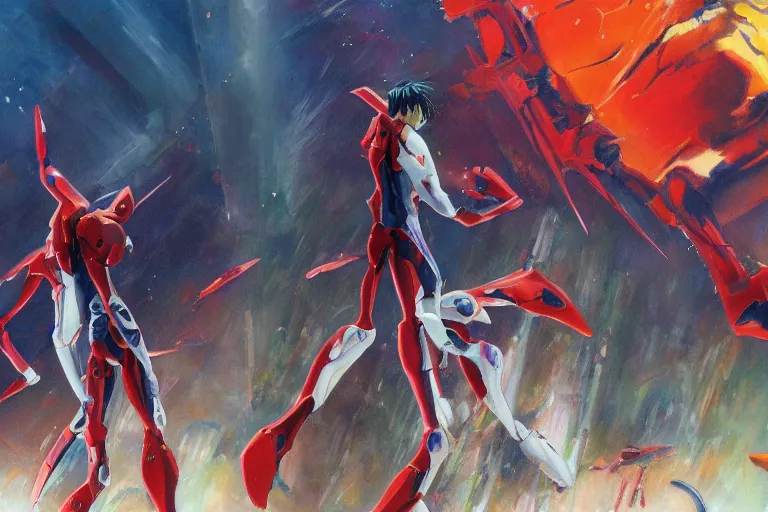 Image similar to end of evangelion, painting by vance kovacs, justin sweet