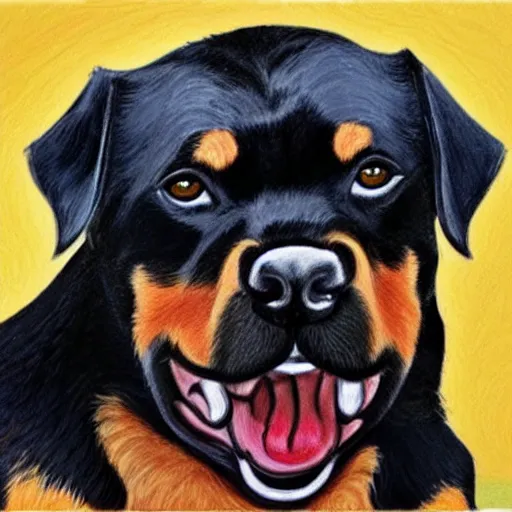 Image similar to crying Rottweiler caricature