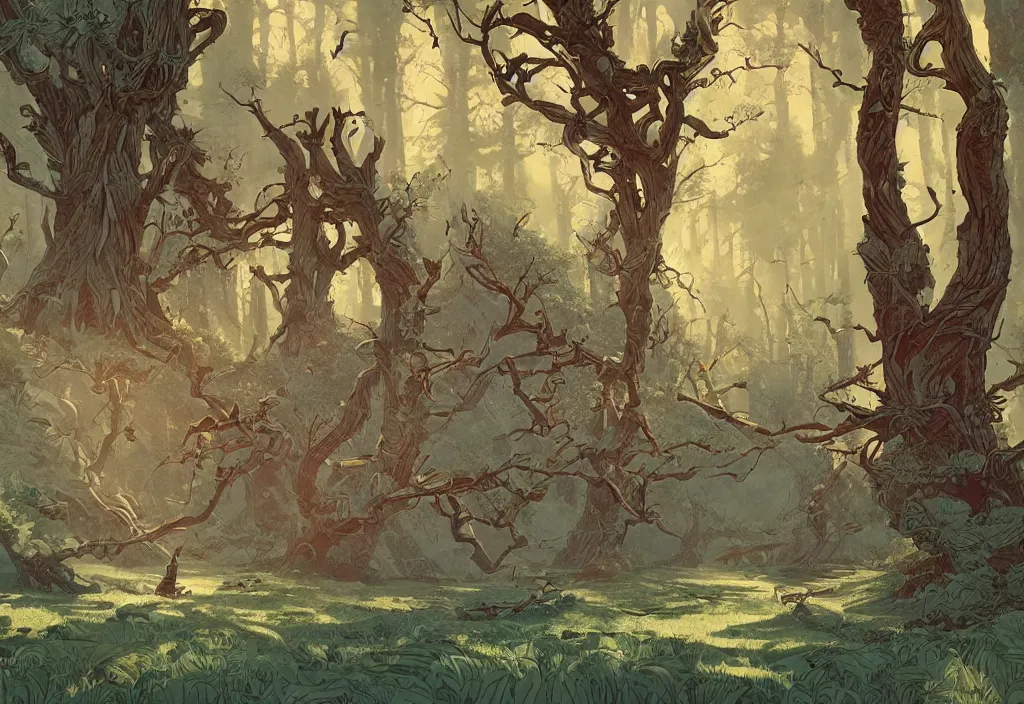 Image similar to handmade illustration of the Sherwood forest, line art, ink, heavy brushstrokes, watercolor by Kilian Eng and by Jake Parker, winning-award masterpiece, fantastic, octane render, 8K HD Resolution, High quality image