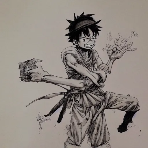 Image similar to luffy by kim jung gi