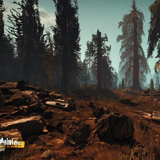 Image similar to sequoia national park in ruins post - nuclear war in fallout 4, in game screenshot
