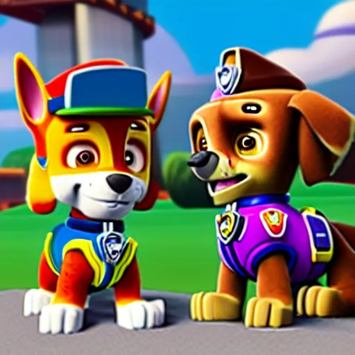 Image similar to hyper detailed chase from paw patrol making a goofy face