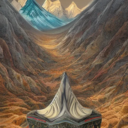 Image similar to omar shanti himalaya tibet, by giger, acrilic paint, digital, artstation, detailed intricate ink illustration, heavenly atmosphere, digital art, overdetailed art, concept art, complementing colors, trending on artstation, cgstudio, the most beautiful image ever created, dramatic, subtle, details, award winning artwork, beautiful scenery