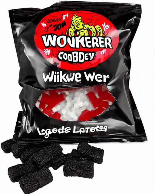 Image similar to a sealed package of licorice werewolf candy