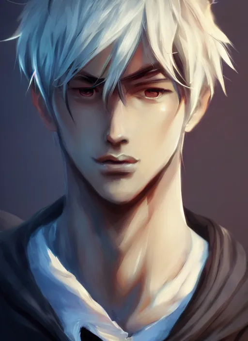 Prompt: detailed beautiful male character art of a protagonist, depth of field, on amino, by sakimichan patreon, wlop, weibo high quality art on artstation.