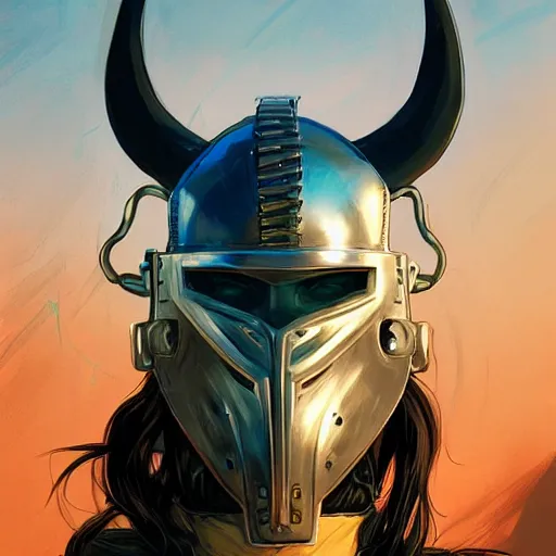 Image similar to cyberpunk viking helmet mask warrior goddess robot ninja fantasy, art gta 5 cover, official fanart behance hd artstation by jesper ejsing, by rhads, makoto shinkai and lois van baarle, ilya kuvshinov, ossdraws