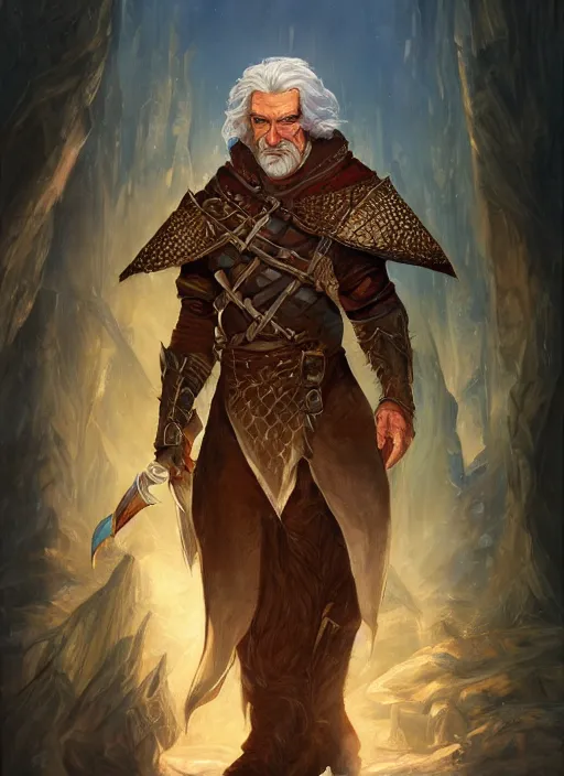 Image similar to a portrait painting of a male wizard, ultra detailed fantasy, dndbeyond, dnd character portrait, full body, pathfinder, pinterest, art by ralph horsley, dnd, rpg, lotr, behance hd, artstation, deviantart, hdr render in unreal engine 5