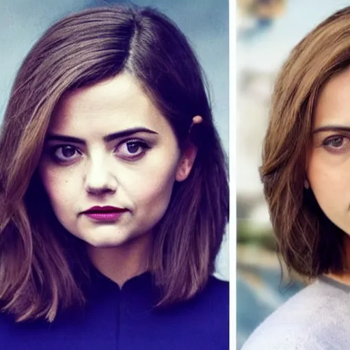 Image similar to a woman that looks like jenna coleman and scarlett johansson