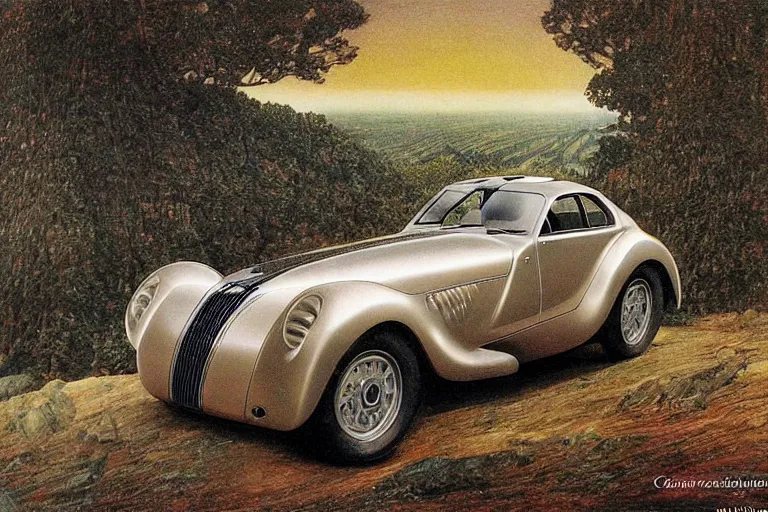 Prompt: intricate, 3 d, 1 9 3 4 bmw m 1, style by caspar david friedrich and wayne barlowe and ted nasmith.