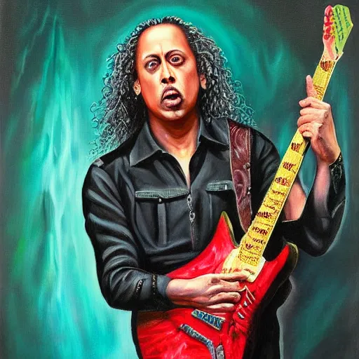 Image similar to kirk hammett painting by ravi varma