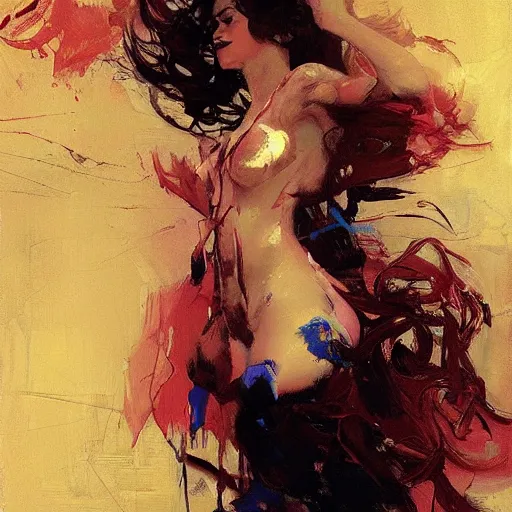 Image similar to explosion of paint, intricate, elegant, highly detailed, greg manchess, mucha, liepke, ruan jia, jeffrey catherine jones, ridley scott