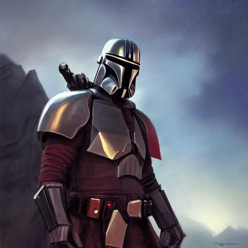 Image similar to portrait of a man by greg rutkowski, old bounty hanter, samoan features, tall and muscular, epic beard, star wars expanded universe, he is about 8 0 years old, wearing mandalorian gear.