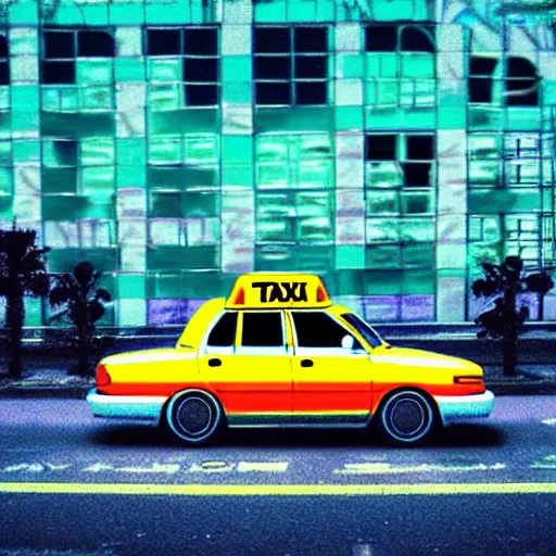 Image similar to taxi, vaporwave