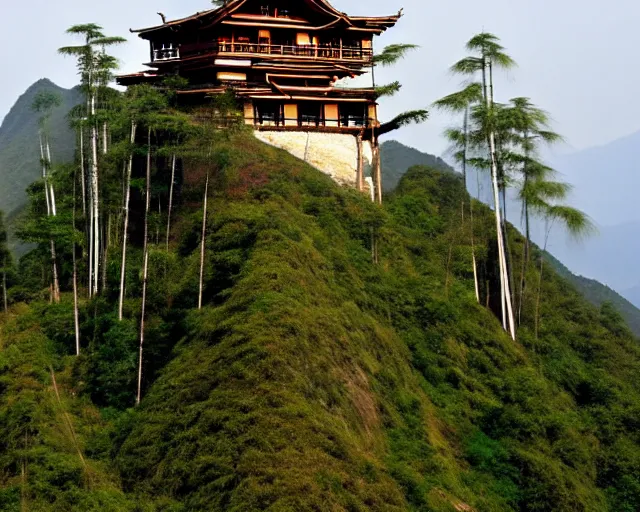 Image similar to Mountaintop castle made of bamboo
